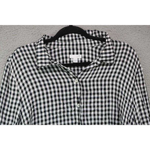 J.Jill Check Button Up 3/4 SleeveTunic Top-Size XL-Soft-Pocket - Picture 3 of 8